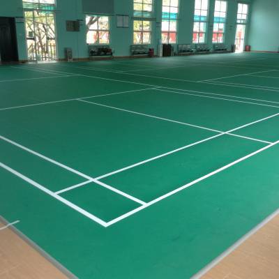 羽毛球場施工_深圳羽毛球場地膠施工_PVC卷材鋪裝_地膠鋪裝_深圳市健宇工程